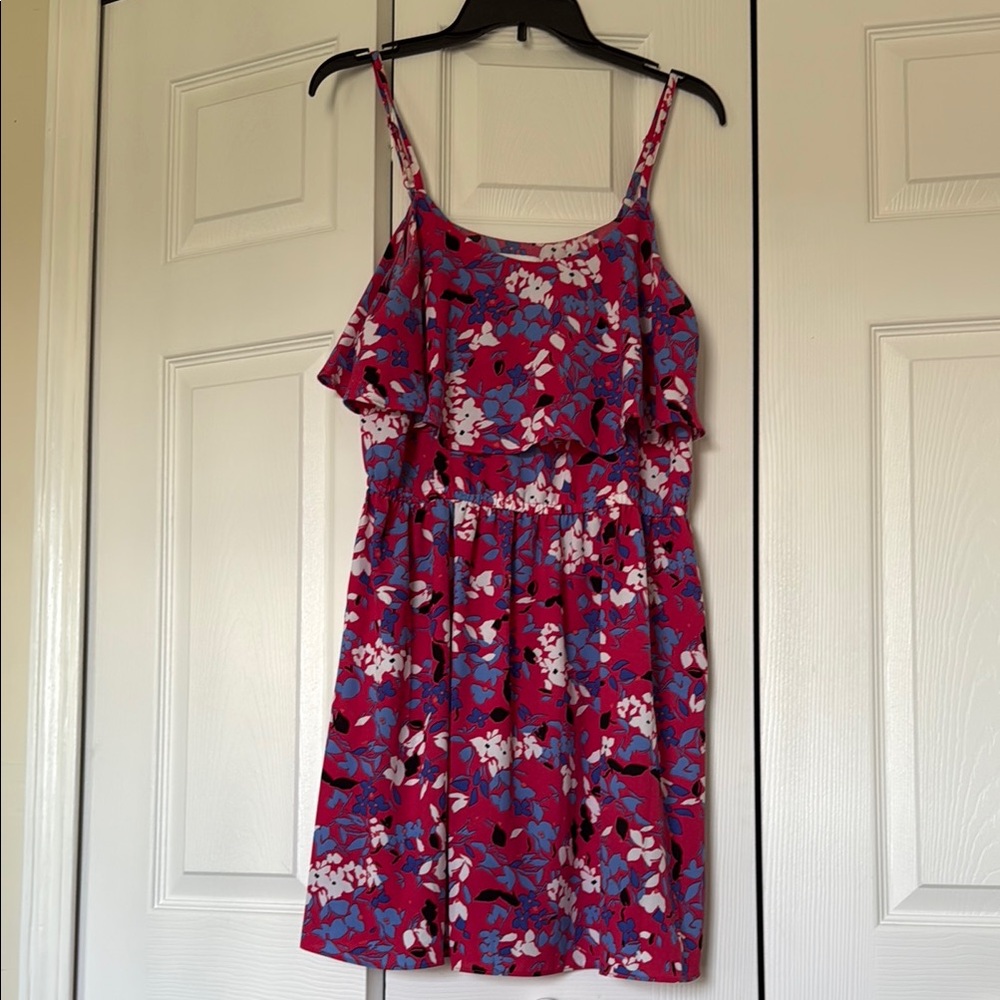 Elle Red and Blue Ruffled Smocked Mini Sundress